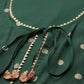 Ahalyaa Womens Dark Green Chanderi Gold Foil Printed Kurta Palazzo Set | Swadesiicart