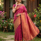 Anaita Rani Pink Silk Blend Woven Saree With Blouse