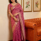 Anaita Rani Pink Woven Tissue Silk Saree With Blouse