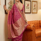 Anaita Rani Pink Woven Tissue Silk Saree With Blouse