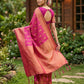Anaita Rani Pink Silk Blend Woven Saree With Blouse
