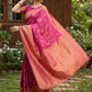 Anaita Rani Pink Silk Blend Woven Saree With Blouse