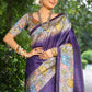 Vishnu Weaves Women's Purple Cotton Silk Woven Saree with Blouse - Swadesiicart