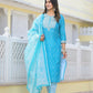 Partywear Designer sky blue cotton Stitched Suit With Dupatta - Tanisha | Swadesiicart