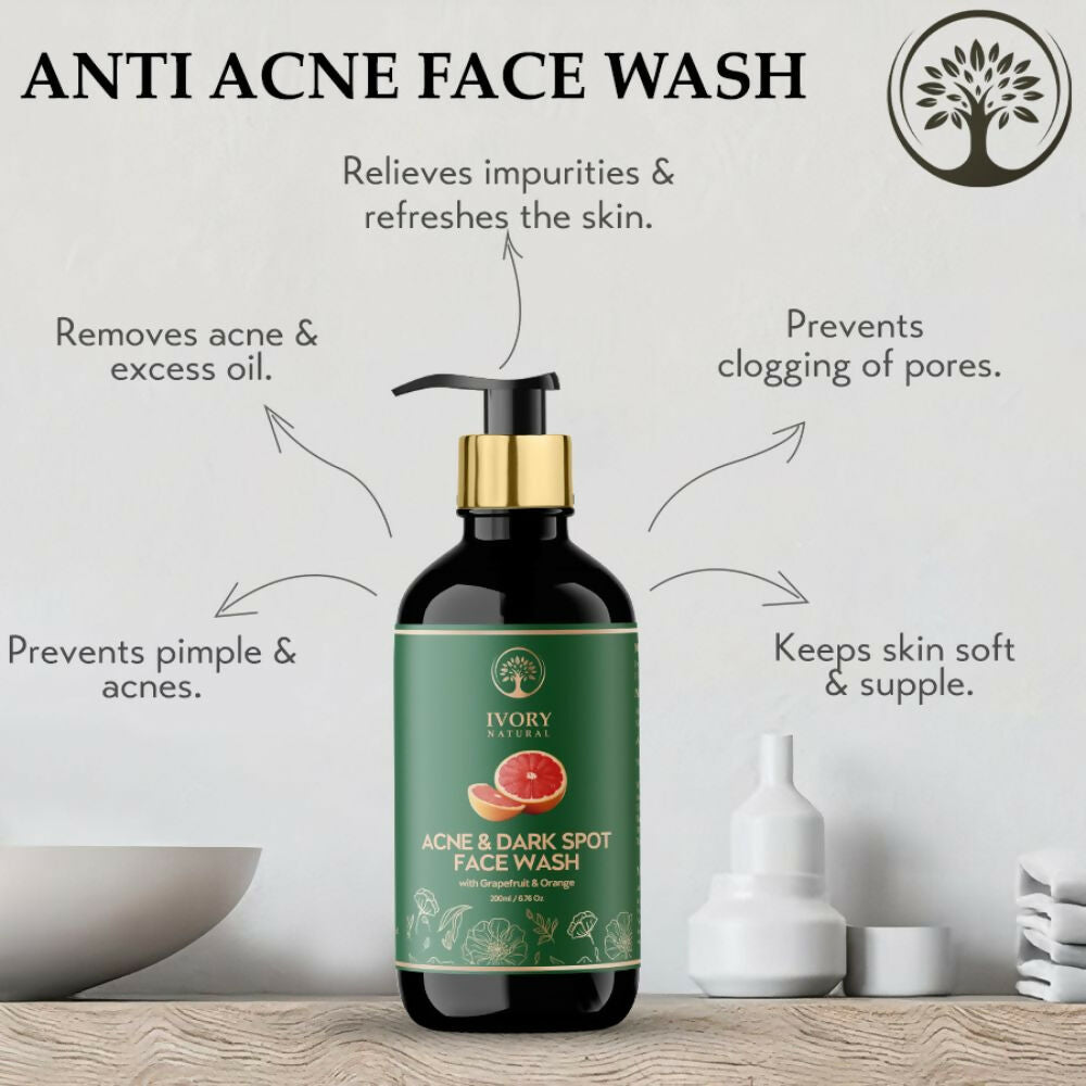 Ivory Natural Acne & Dark Spot Face Wash For Moisturize, Replenish, And Promote Skin Clarity | Swadesiicart