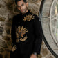 Black Bandhgala With Embroidery-Leaves by Hilo Design
