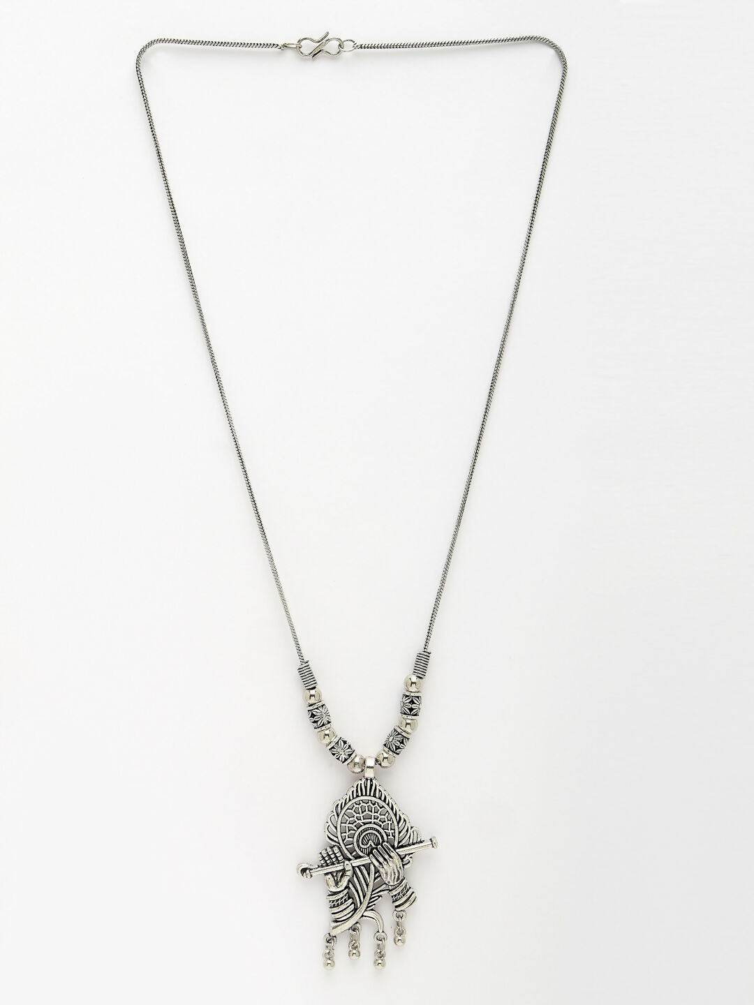 NVR Women's Silver-Toned German Silver Oxidised Pendant with Chain | Swadesiicart