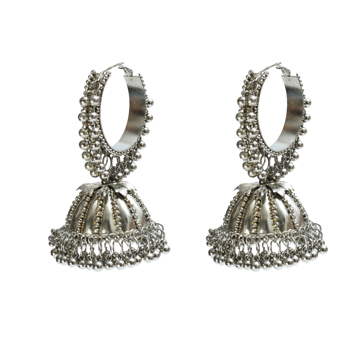 Mominos Fashion Johar Kamal Oxidised Silver-Plated Brass Finish Ghungroo Necklace with Earrings For Women - Swadesiicart