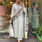 The52 Off White Women's Gorgeous Embroidered Viscose Chanderi Fabric Straight Kurta Pant with Dupatta Set - Swadesiicart