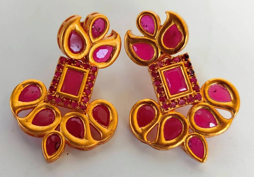 Pink Designer Earrings - Mokshi Collections