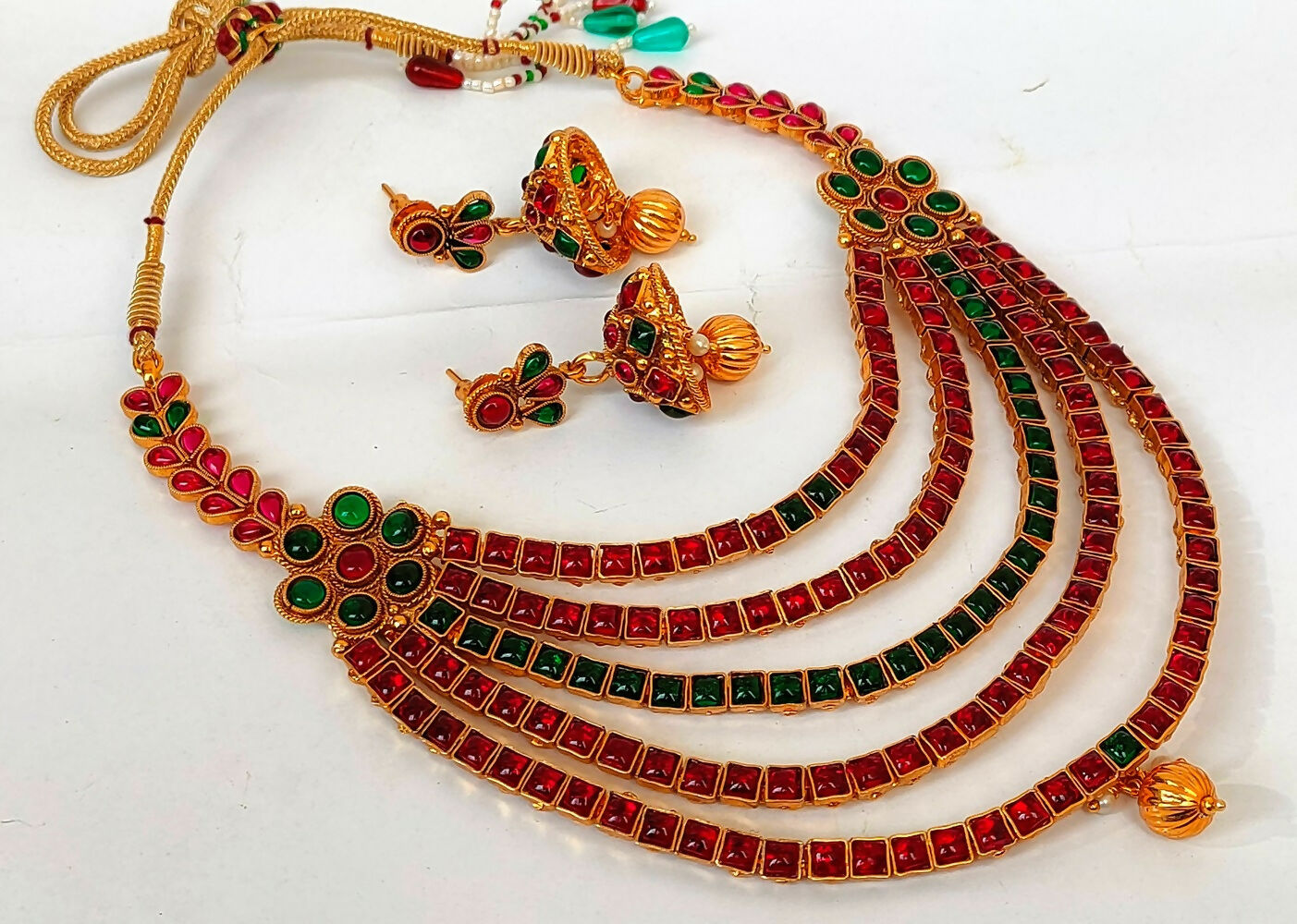 Multicolor Kemp Five Layer Necklace Set - Mokshi Collections