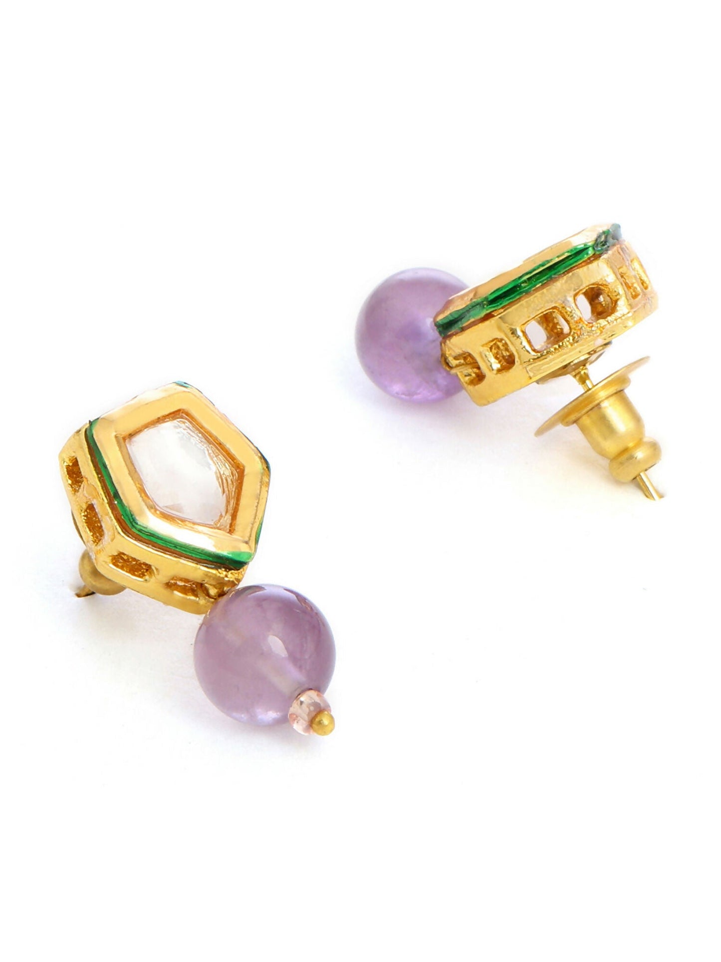 Ruby Raang Purple Amethyst Kundan Studs | Swadesiicart