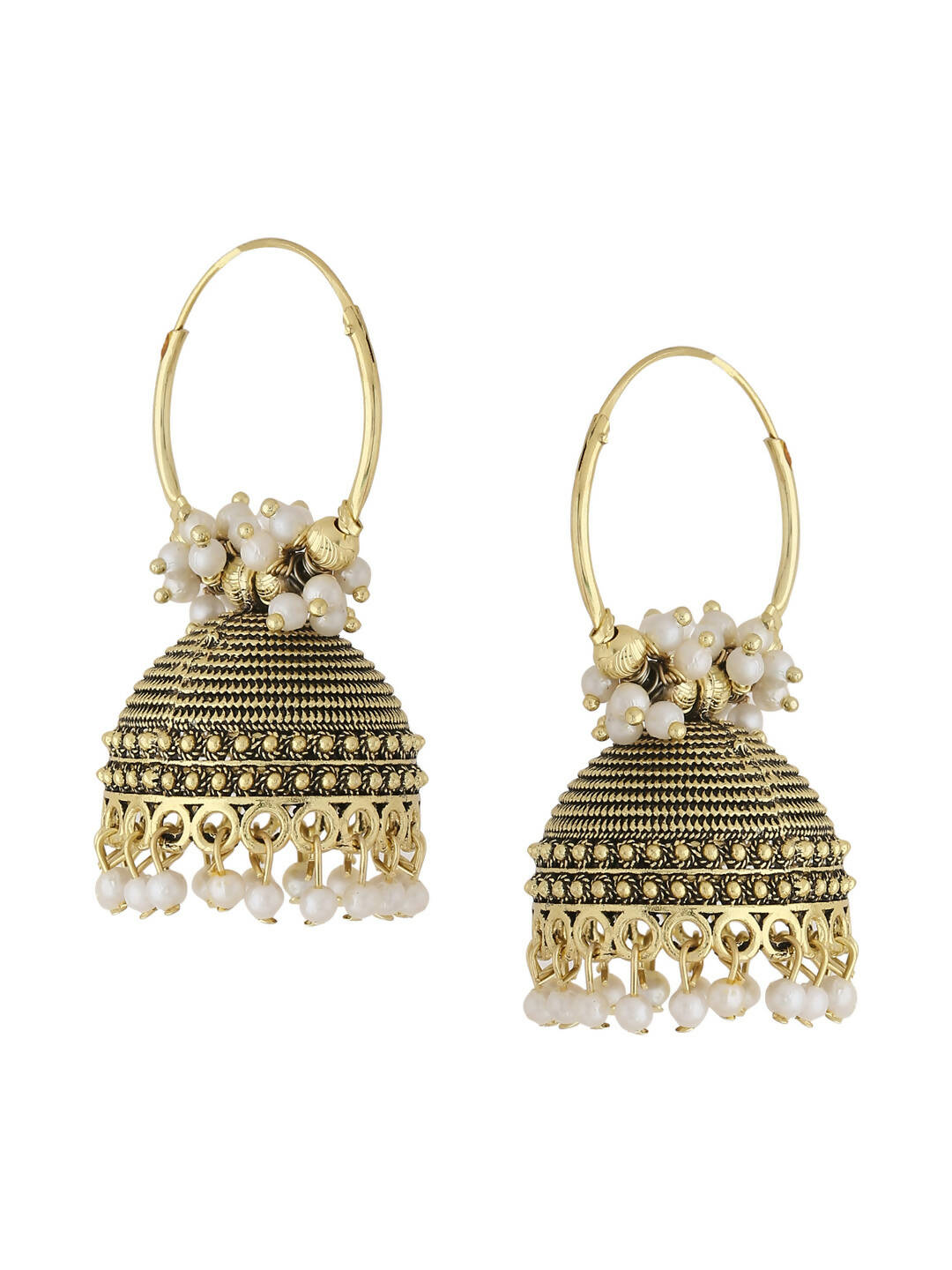 NVR Women Gold Toned Contemporary Jhumkas Earrings | Swadesiicart