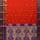Red and Blue Paithani Silk Handloom Saree with Border and Body Buta Design - Global Threads | Swadesiicart