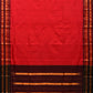 Red and Brown Narayanpet Silk Plain Saree with Traditional Border Design No Blouse - Global Threads | Swadesiicart
