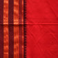 Red and Brown Narayanpet Silk Plain Saree with Traditional Border Design No Blouse - Global Threads | Swadesiicart