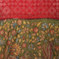Red and Green Badhani Silk Handloom Saree with Geometrical Body and Kalamkari Pallu and Blouse Design - Global Threads | Swadesiicart