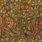 Red and Green Badhani Silk Handloom Saree with Geometrical Body and Kalamkari Pallu and Blouse Design - Global Threads | Swadesiicart