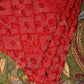 Red and Green Badhani Silk Handloom Saree with Geometrical Body and Kalamkari Pallu and Blouse Design - Global Threads | Swadesiicart