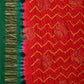 Red and Green Bandhani Uppada Silk Handloom Saree with Nilambari Buta Design - Global Threads | Swadesiicart