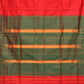 Red and Green Narayanpet Silk Handloom Plain Saree with Traditional Border Design No Blouse - Global Threads | Swadesiicart