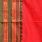 Red and Green Narayanpet Silk Handloom Plain Saree with Traditional Border Design No Blouse - Global Threads | Swadesiicart