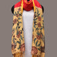 Red and Yellow Bandhani Kanchipuram Silk Handloom Dupatta with Kalamkari Design - Global Threads | Swadesiicart