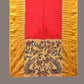 Red and Yellow Bandhani Kanchipuram Silk Handloom Dupatta with Kalamkari Design - Global Threads | Swadesiicart