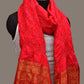Red Bandhani Kanchipuram Silk Handloom Dupatta with Border Design - Global Threads | Swadesiicart