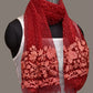 Red Bandhani Organza Stole with Embroidary Work Design - Global Threads | Swadesiicart