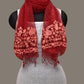Red Bandhani Organza Stole with Embroidary Work Design - Global Threads | Swadesiicart