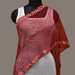 Red Bandhani Organza Stole with Embroidary Work Design - Global Threads | Swadesiicart