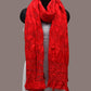 Red Bandhani Silk Handloom Dupatta with Geometric Design - Global Threads | Swadesiicart