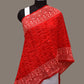 Red Bandhani Silk Stole with Embroidary Work Design - Global Threads | Swadesiicart