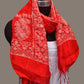 Red Bandhani Silk Stole with Embroidary Work Design - Global Threads | Swadesiicart