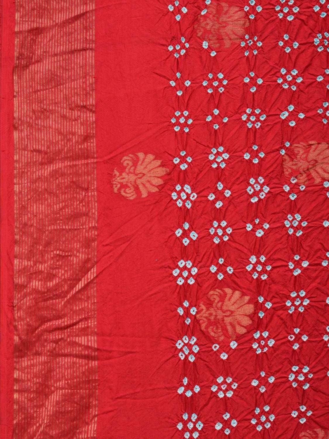 Red Bandhani Uppada Silk Handloom Saree with Nilambari Buta Design - Global Threads | Swadesiicart