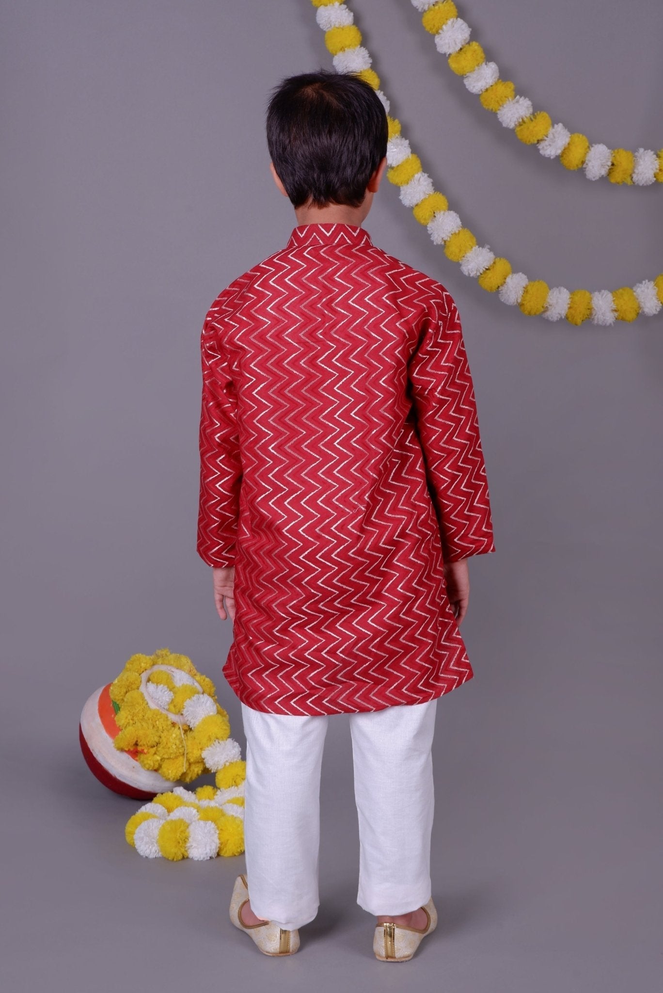 Bluesaanchi Red Bold Zari Kurta Set – Trendy Vibes for Your Little One | Swadesiicart