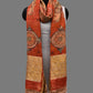 Red Kalamkari Hand Painted Kanchipuram Silk Handloom Dupatta with Dashavatar Design - Global Threads | Swadesiicart