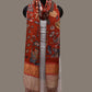 Red Kalamkari Hand Painted Kanchipuram Silk Handloom Dupatta with Dashavatar Design - Global Threads | Swadesiicart