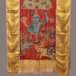 Red Kalamkari Hand Painted Kanchipuram Silk Handloom Dupatta with Krishna Design - Global Threads | Swadesiicart
