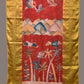 Red Kalamkari Hand Painted Kanchipuram Silk Handloom Dupatta with Mountains and Birds Design - Global Threads | Swadesiicart