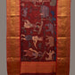 Red Kalamkari Hand Painted Kanchipuram Silk Handloom Dupatta with Village Design - Global Threads | Swadesiicart