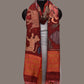 Red Kalamkari Hand Painted Kanchipuram Silk Handloom Dupatta with Village Design - Global Threads | Swadesiicart