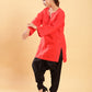 BohoJazz Red Threadwork Kurti with Black Harem Pants Co-ord Set - Swadesiicart