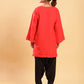 BohoJazz Red Threadwork Kurti with Black Harem Pants Co-ord Set - Swadesiicart