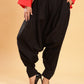 BohoJazz Red Threadwork Kurti with Black Harem Pants Co-ord Set - Swadesiicart
