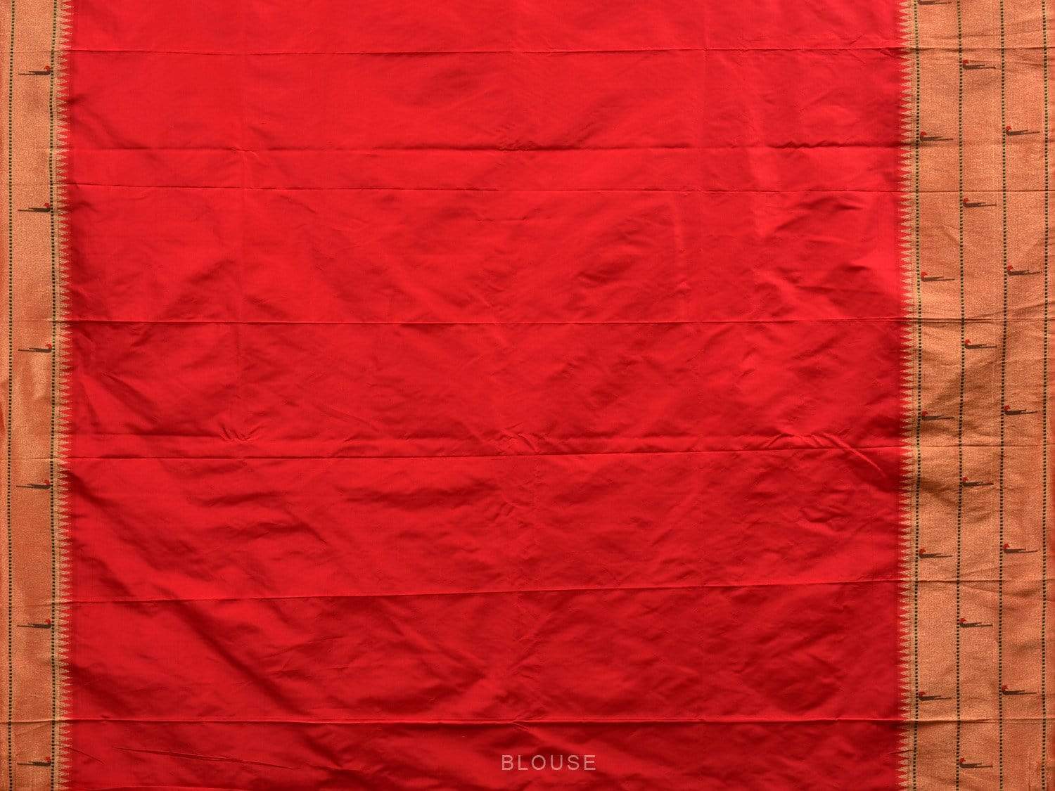 Red Paithani Silk Handloom Saree with Triple Muniya Border Saree - Global Threads | Swadesiicart