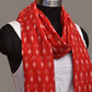 Red Pochampally Ikat Cotton Handloom Dupatta with Arrows Buta - Global Threads | Swadesiicart