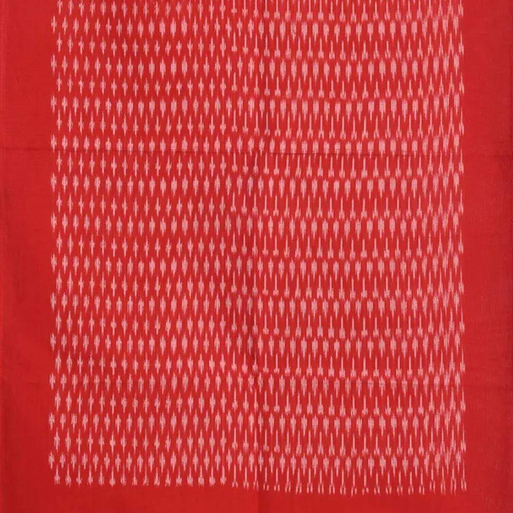 Red Pochampally Ikat Cotton Handloom Stole with Arrowhead Design - Global Threads | Swadesiicart