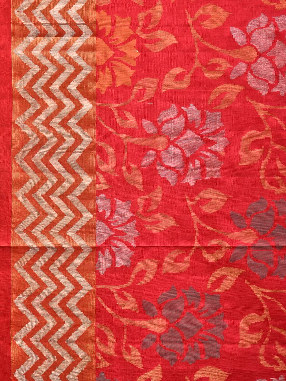 Red Uppada Silk Handloom Saree with All Over Floral Design - Global Threads | Swadesiicart
